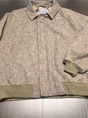 Vintage Pendleton Wool-Blend Bomber Jacket with Olive Trim